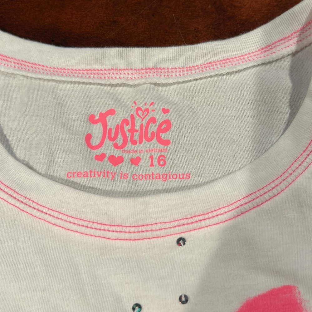 NWT Justice Pink White Bulldog Almost Too Cute Long Sleeve Top Size 16 - Picture 11 of 13
